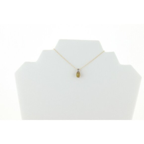 9k Yellow Gold Natural Ethiopian Opal & Diamond Necklace 10k Gold 18 inch chain - Picture 6 of 8